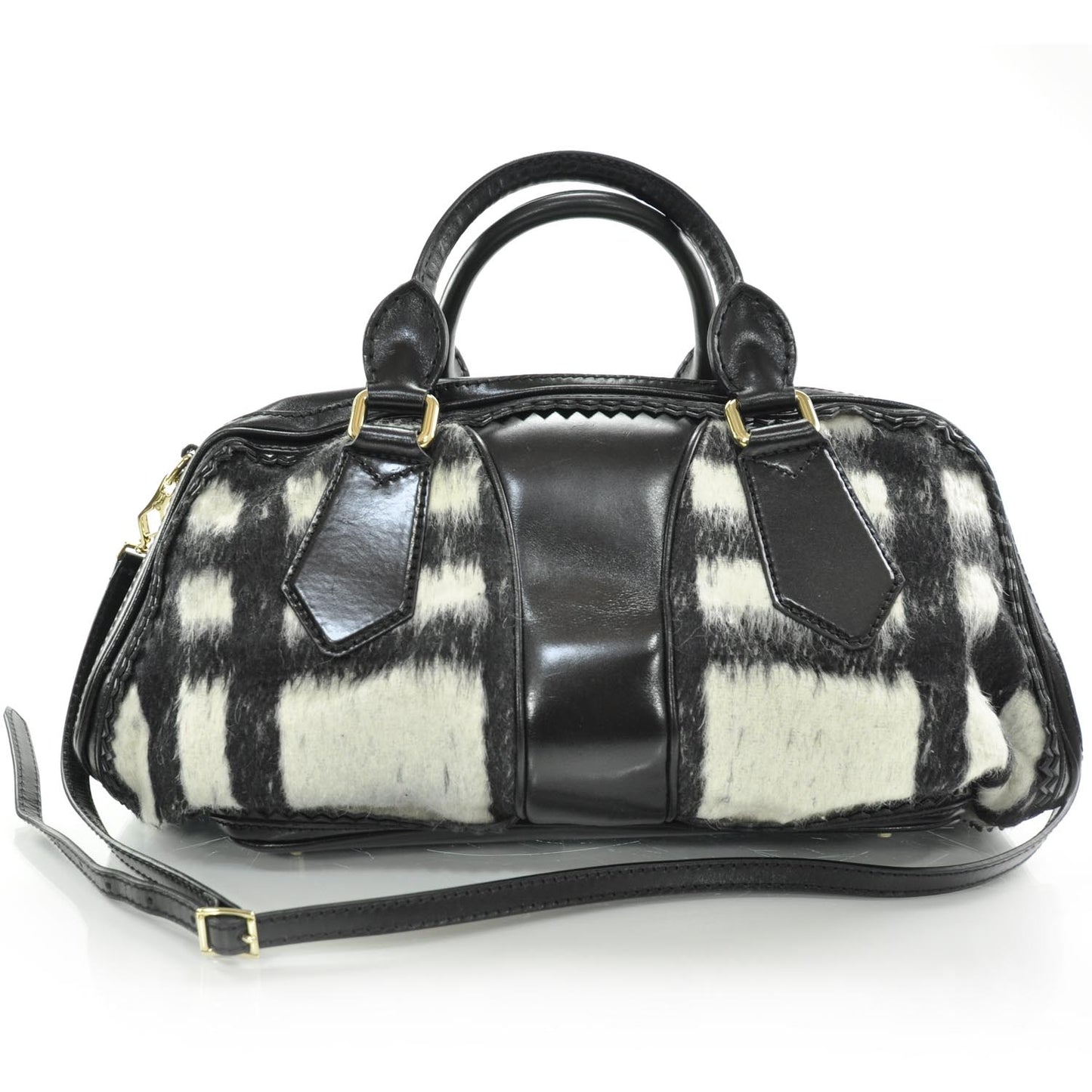 Alpaca Tassel Embellished Check Bowling Bag