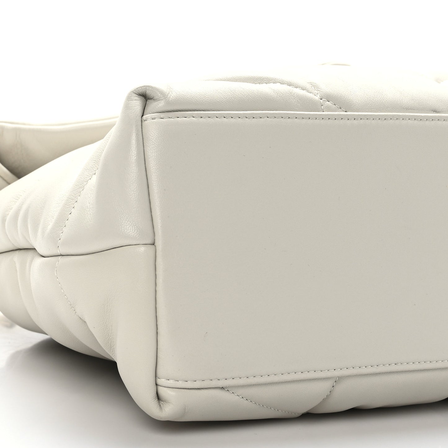 Lambskin Quilted Medium Loulou Puffer Monogram Chain Satchel Crema Soft