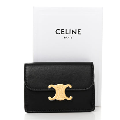 Celine Shiny Calfskin Triomphe Flap Card Holder Black 9 of 9