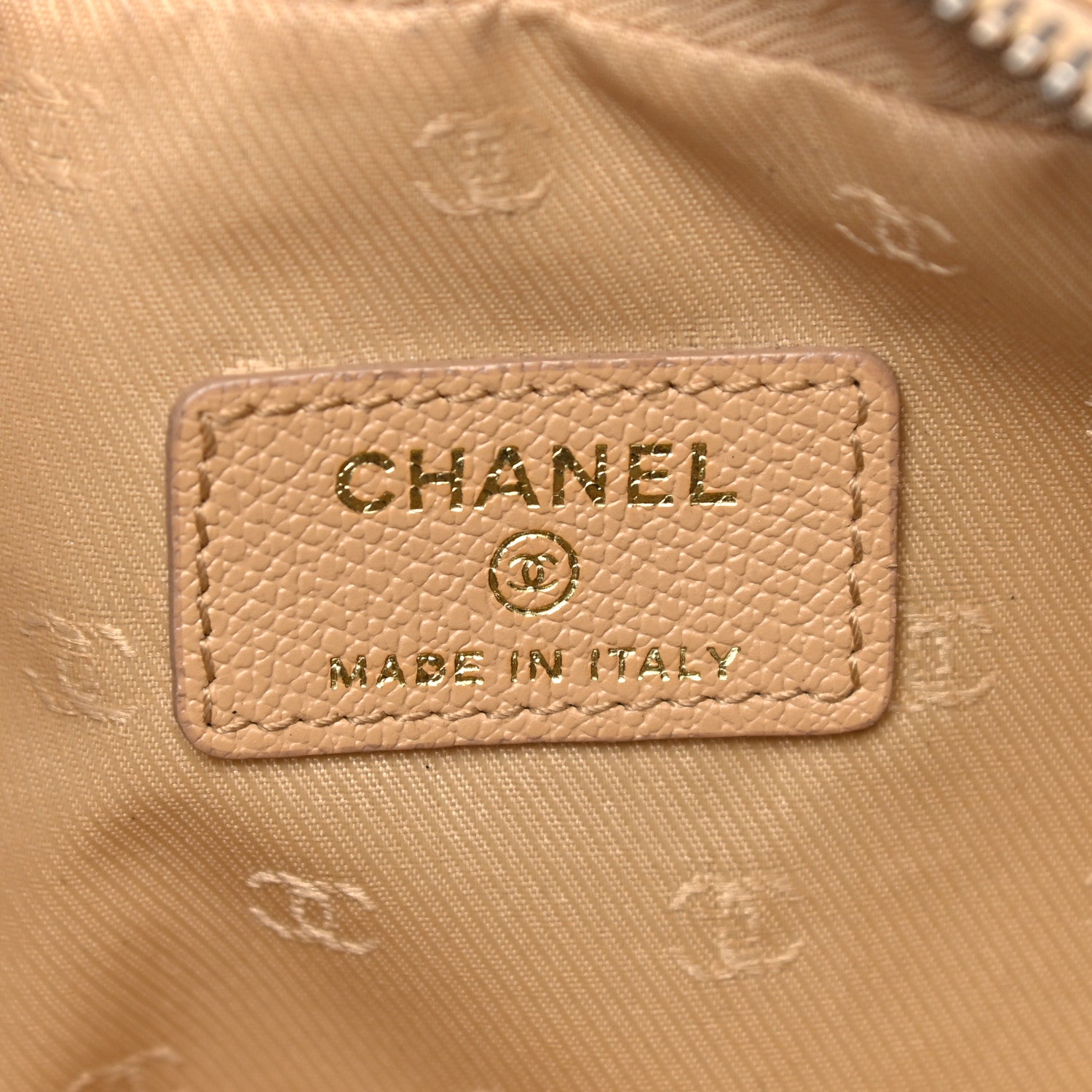 Chanel Grained Calfskin CC Button Pouch Cosmetic Case Beige 6 of 16