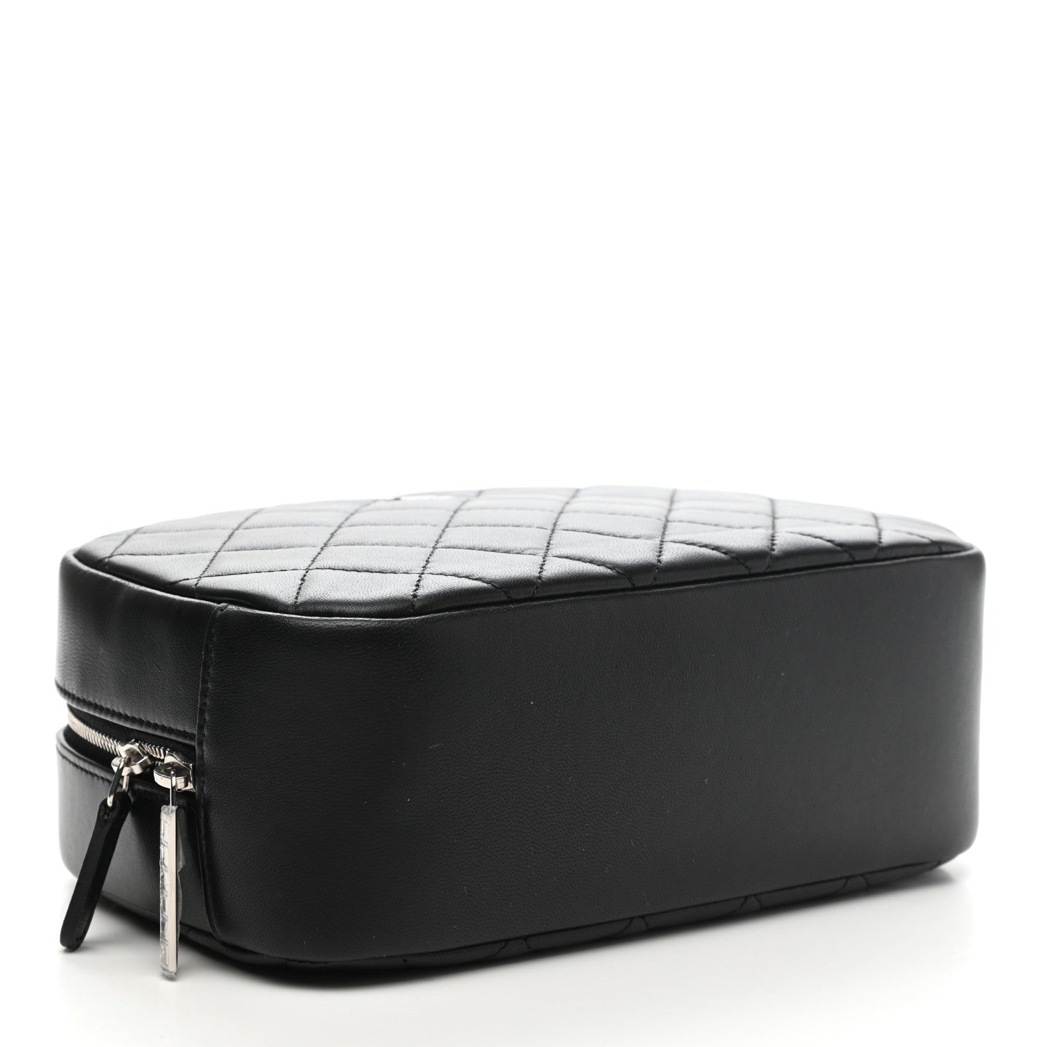 Chanel Lambskin Quilted Medium Curvy Pouch Cosmetic Case Black 4 of 9