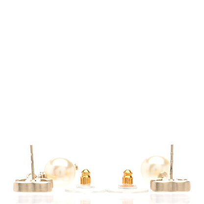 Chanel Pearl Enamel CC Drop Earrings Black Gold 3 of 4