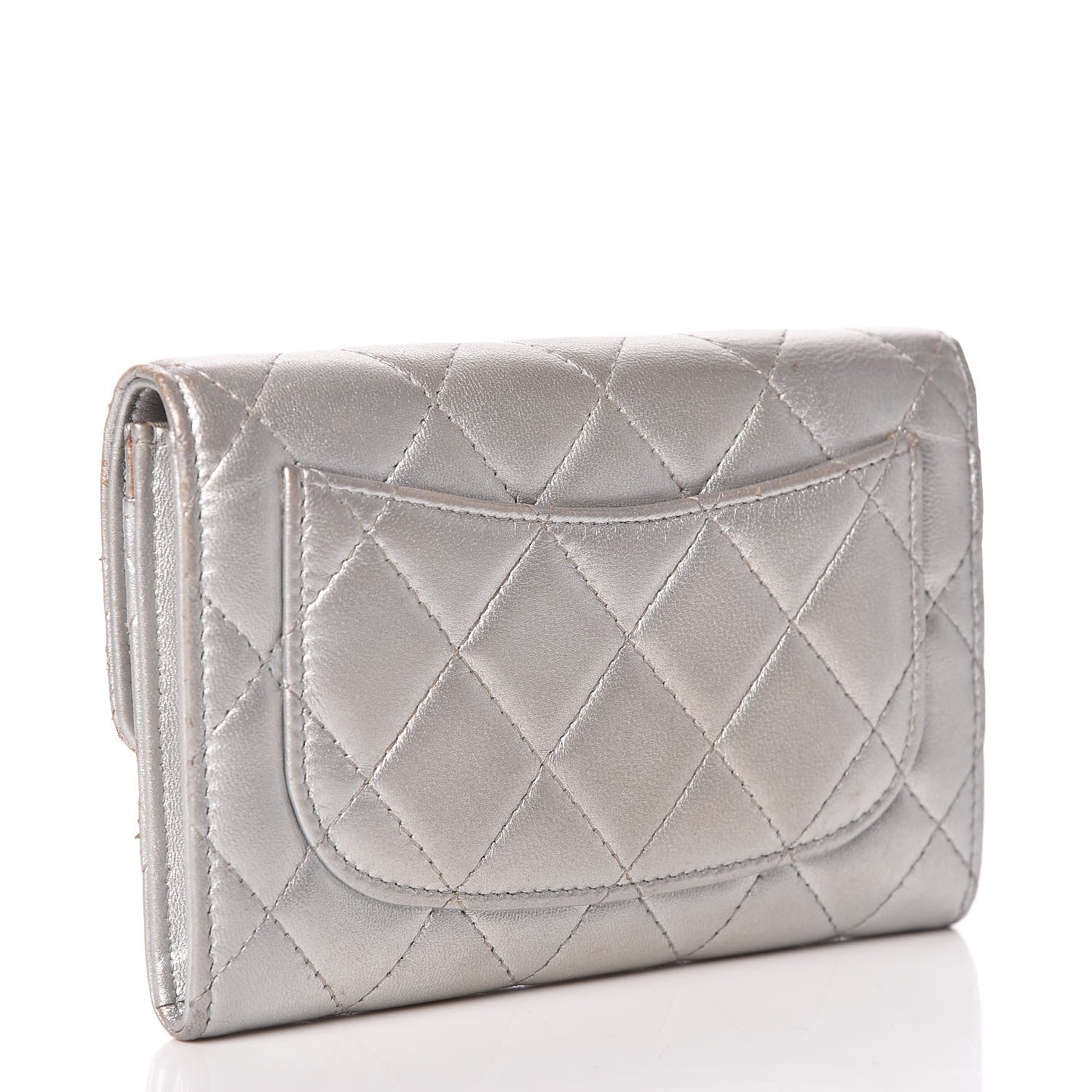 Chanel Metallic Lambskin Quilted Small Flap Wallet Silver 4 of 10