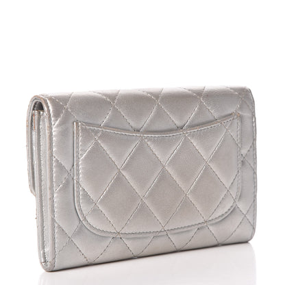 Chanel Metallic Lambskin Quilted Small Flap Wallet Silver 4 of 10