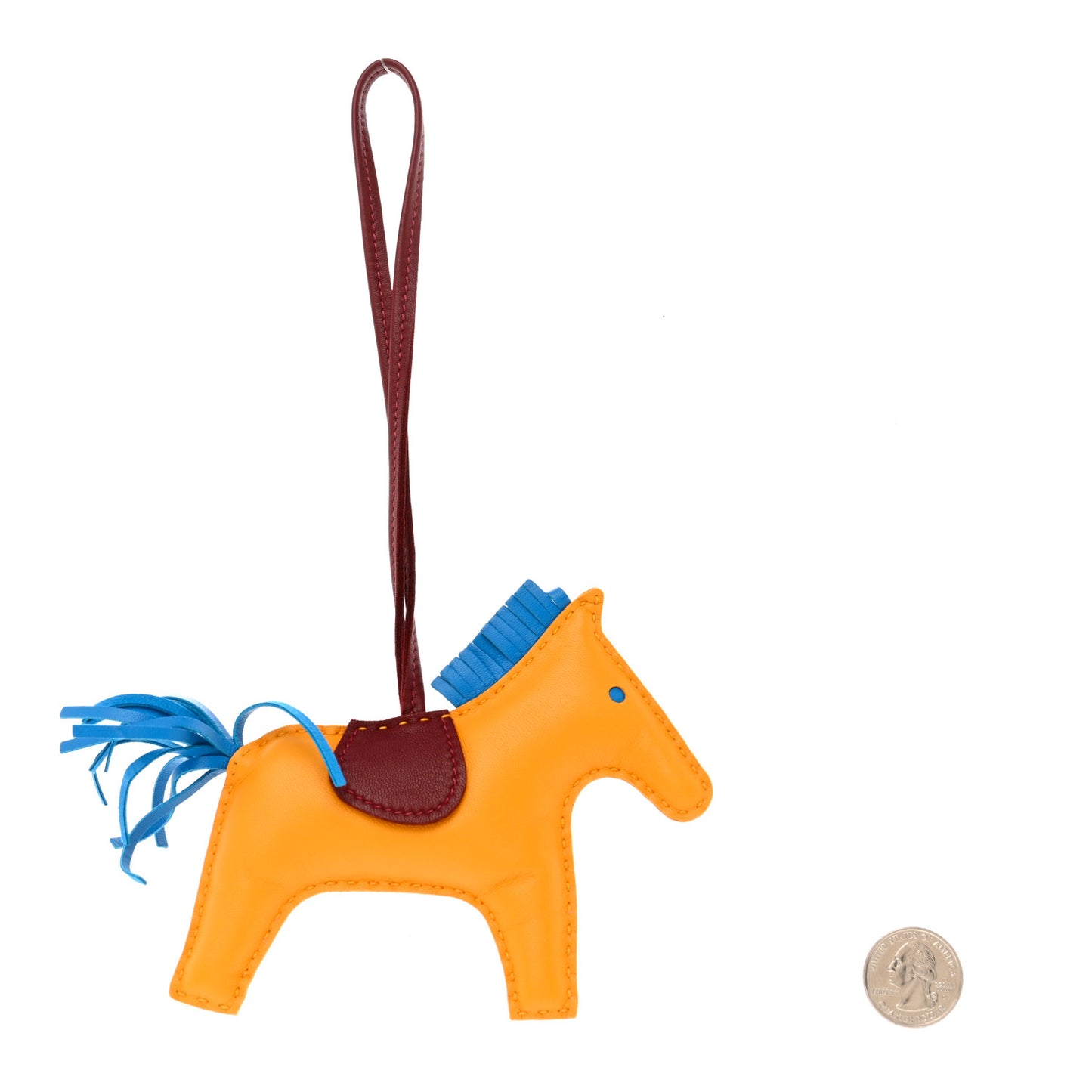 Milo Lambskin Grigri Rodeo Horse Bag Charm MM Jaune D'Or Bleu Agate Cornaline