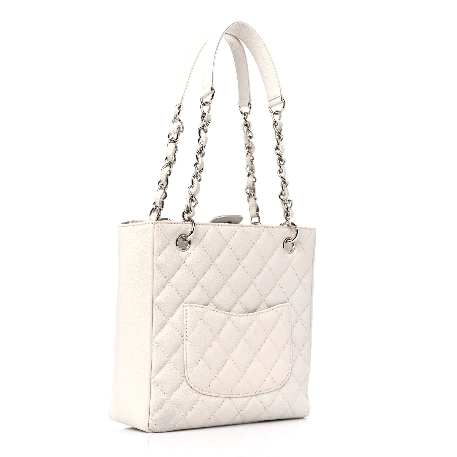 Chanel Caviar Quilted Petit Shopping Tote PST White 3 of 9