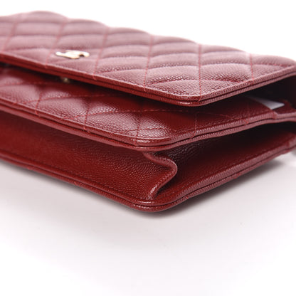 Chanel Caviar Quilted Wallet On Chain WOC Dark Red 6 of 12