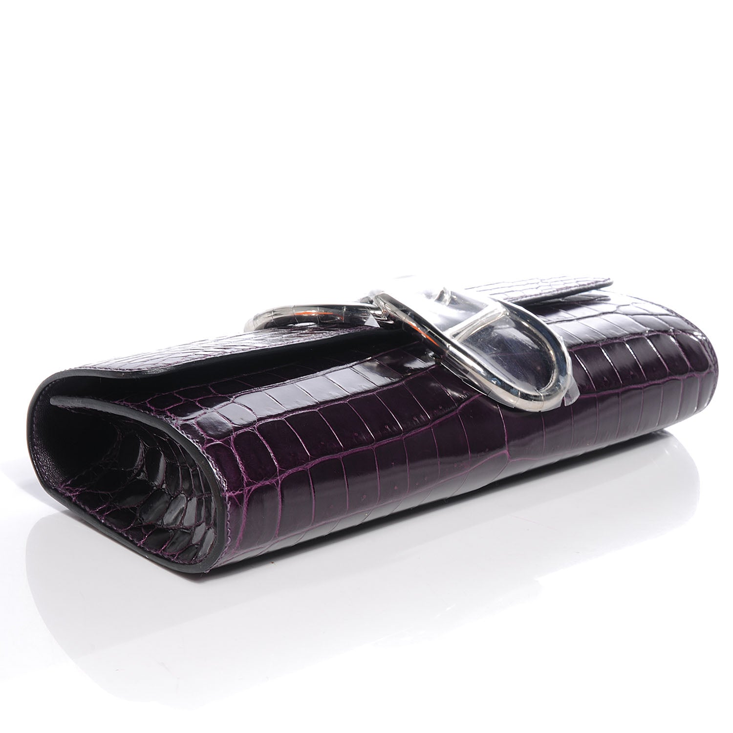Hermes Niloticus Crocodile Egee Clutch Aubergine 4 of 8