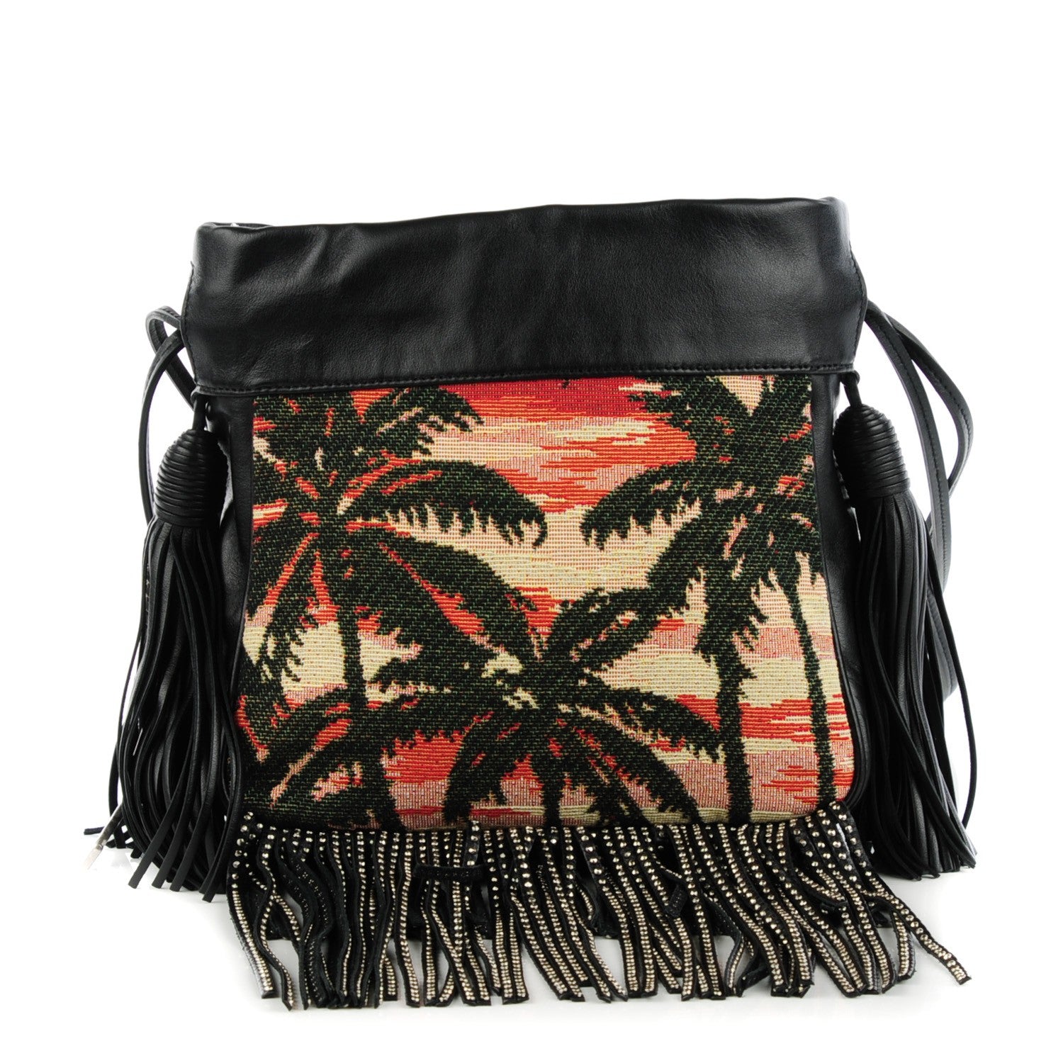 Saint Laurent Jacquard Leather Small Fringed Sunset Helena Bucket Bag 1 of 7