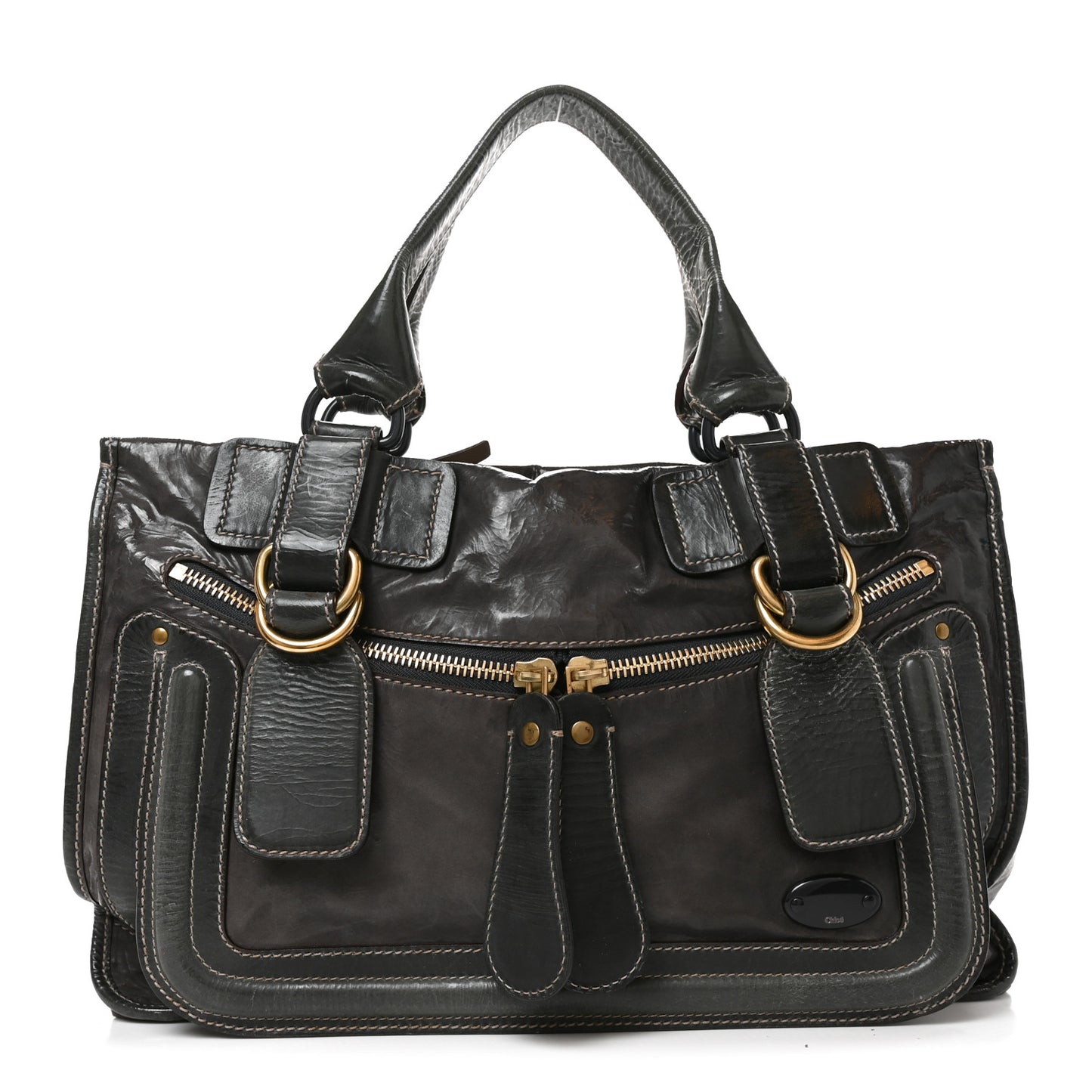 Calfskin Large Bay Tote Dark Grey