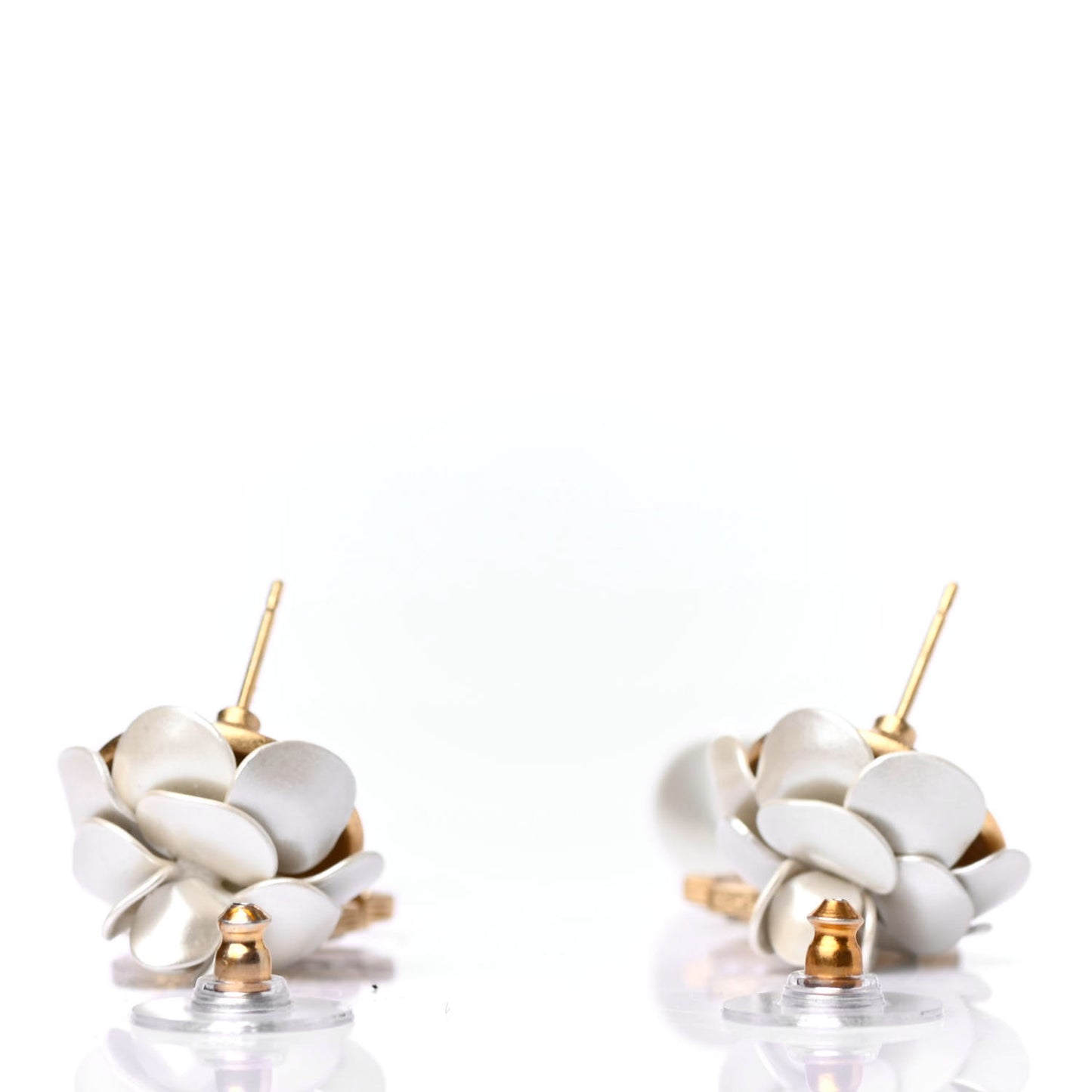 Metal Crystal Pearl 90s Camellia CC Drop Earrings Gold