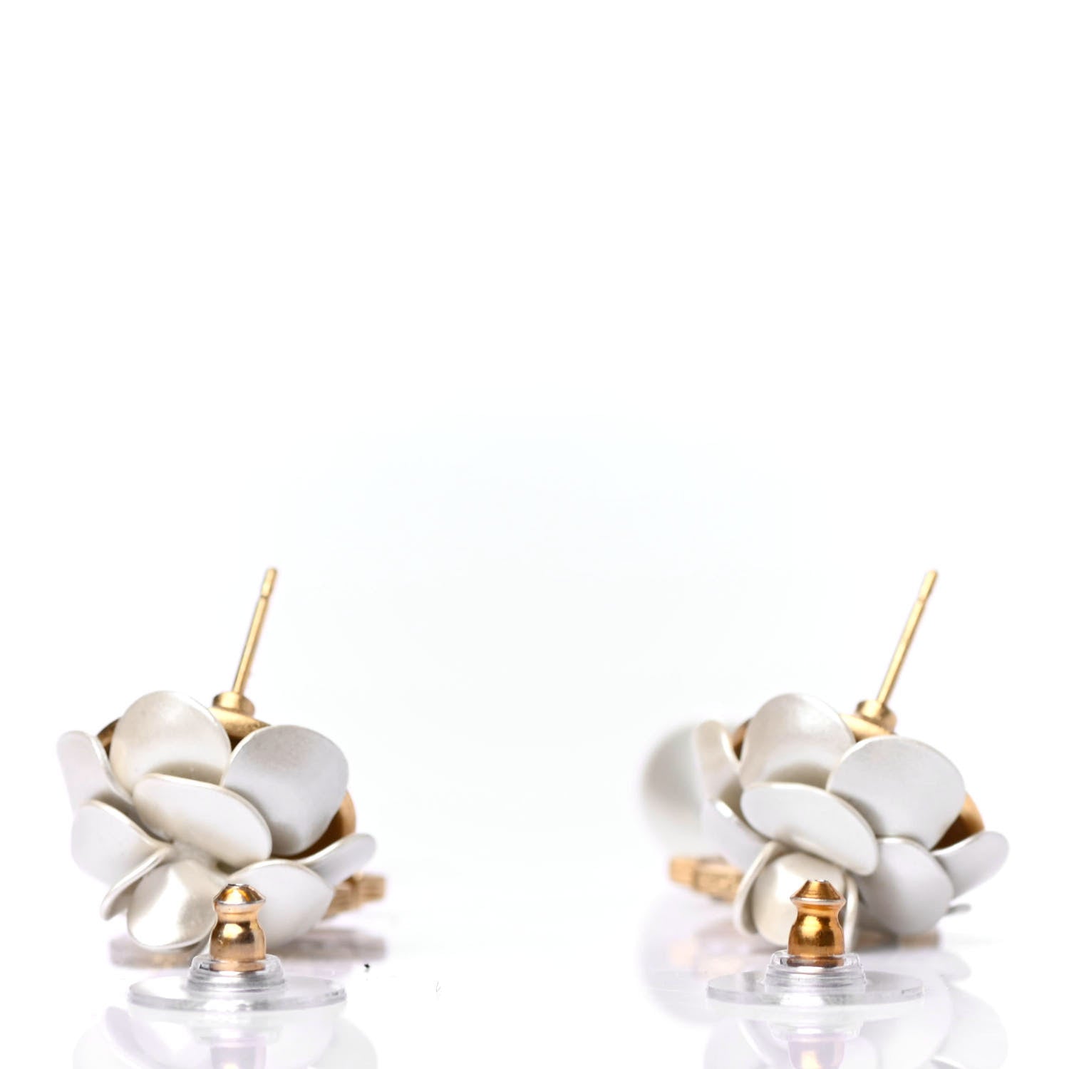 Chanel Metal Crystal Pearl 90s Camellia CC Drop Earrings Gold 3 of 4