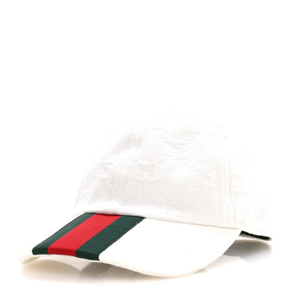 Gucci Cotton Monogram Web Baseball Hat L White 1 of 9
