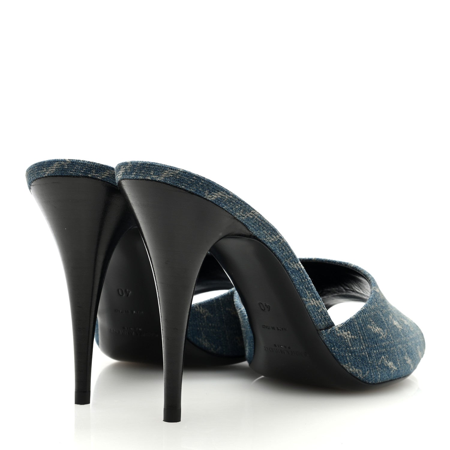 Saint Laurent Denim Monogram La 16 Mule Sandals 40 Blue Jeans 4 of 7