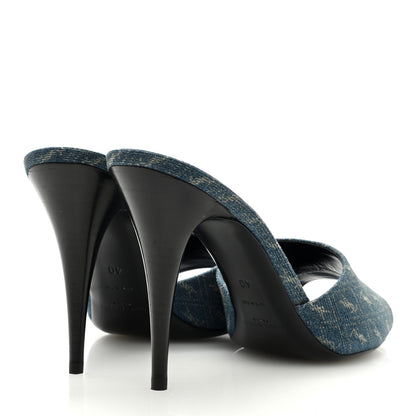 Saint Laurent Denim Monogram La 16 Mule Sandals 40 Blue Jeans 4 of 7