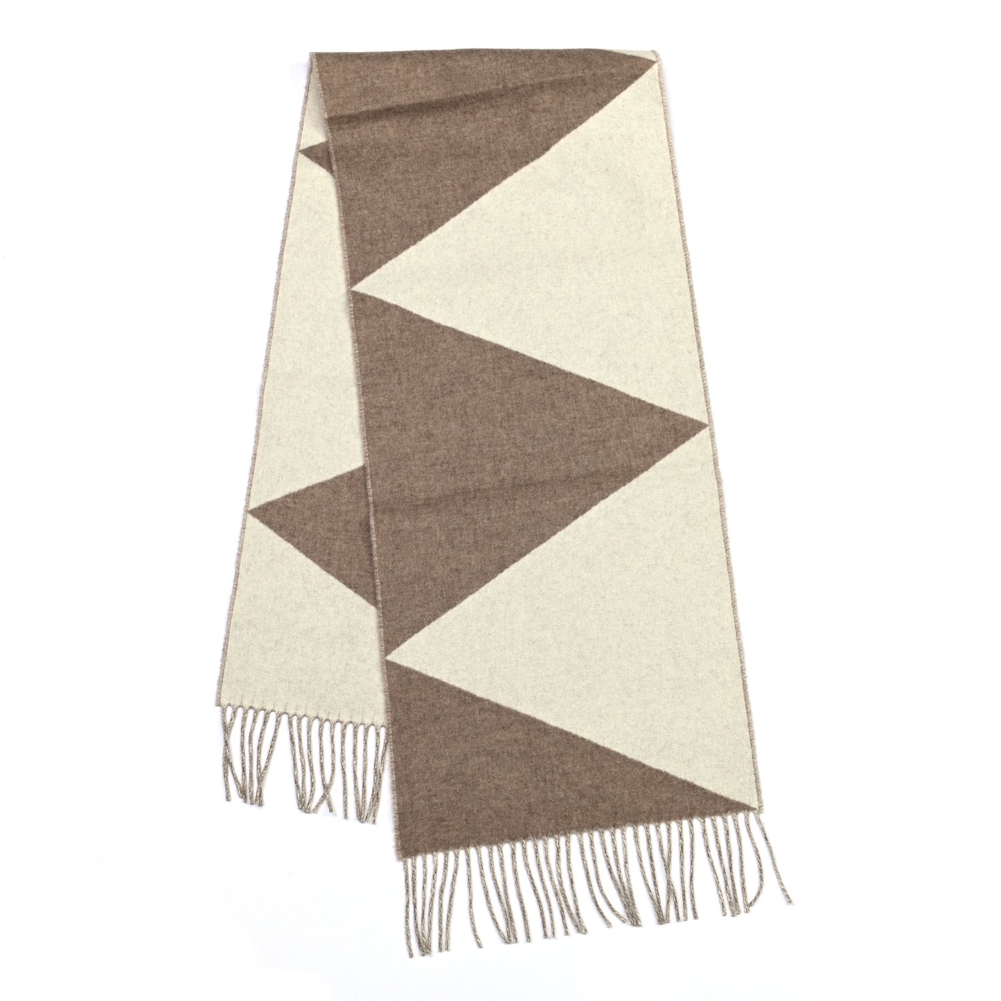 Cashmere Casaque Zig Zag Muffler Etoupe Ivory