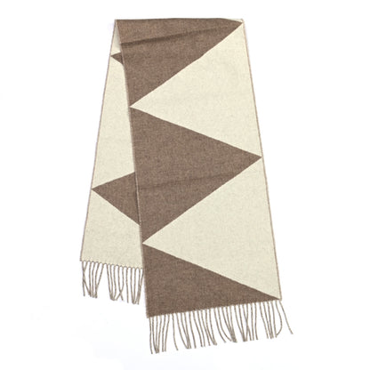 Hermes Cashmere Casaque Zig Zag Muffler Etoupe Ivory 2 of 5