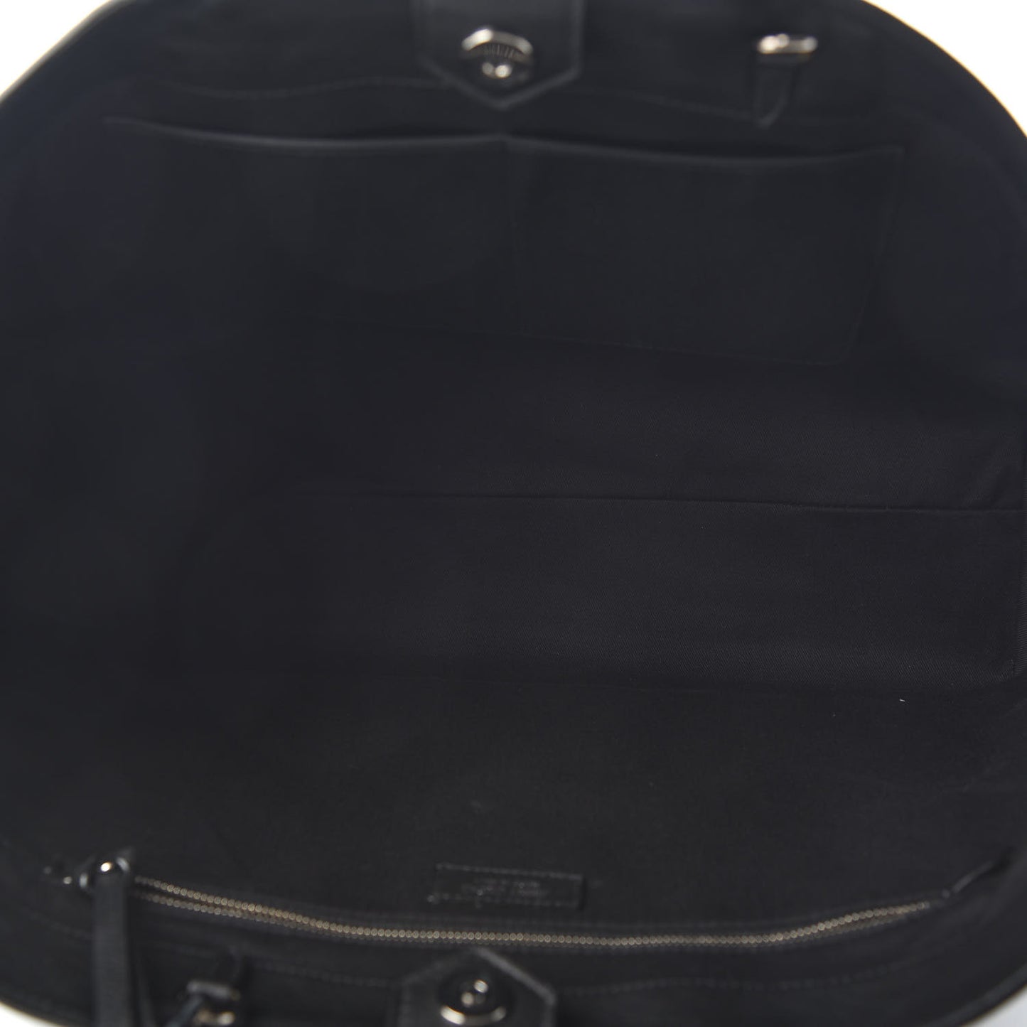 Calfskin Crystal Buckle Shopping Tote Black