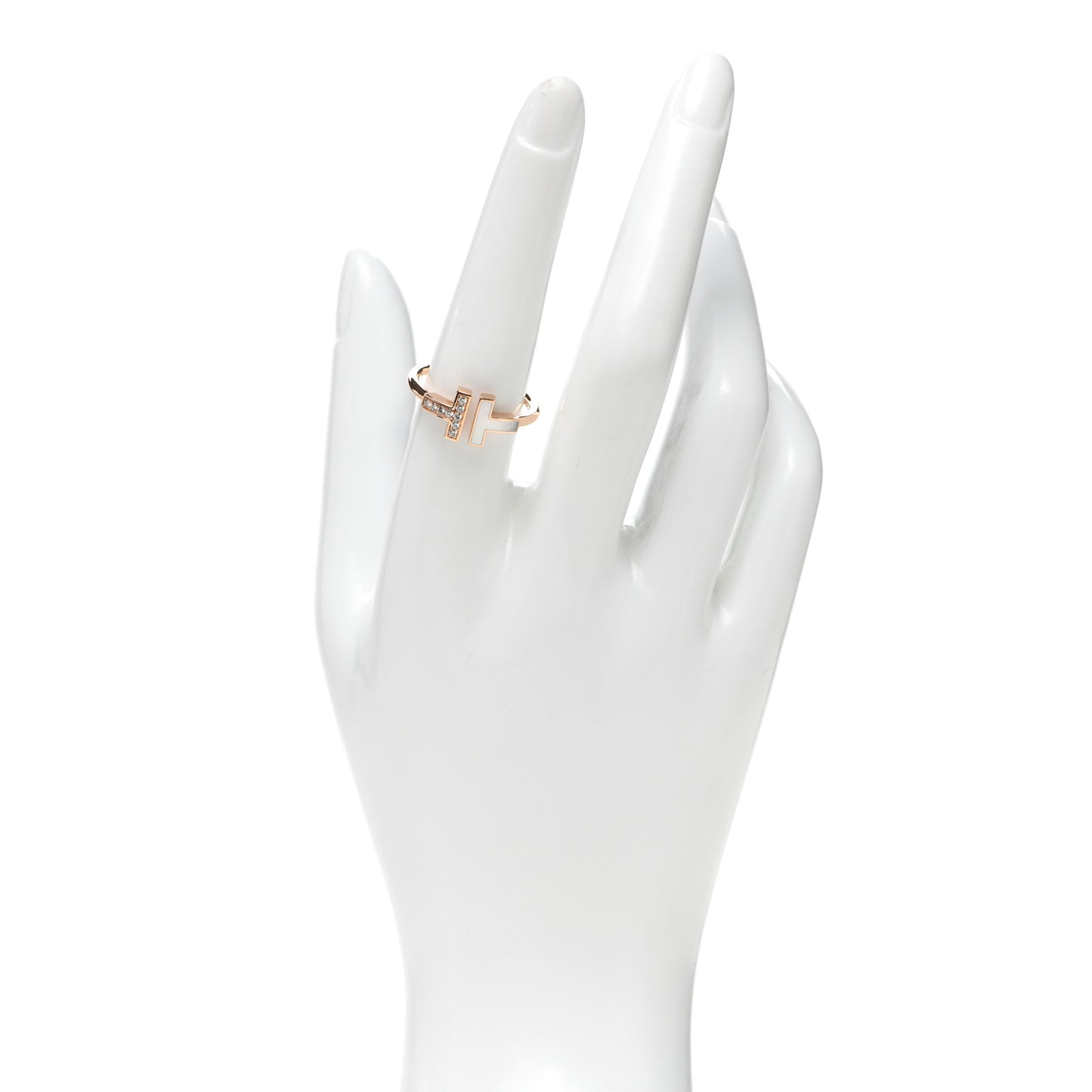 18K Rose Gold Diamond Mother of Pearl T Wire Ring 57 8