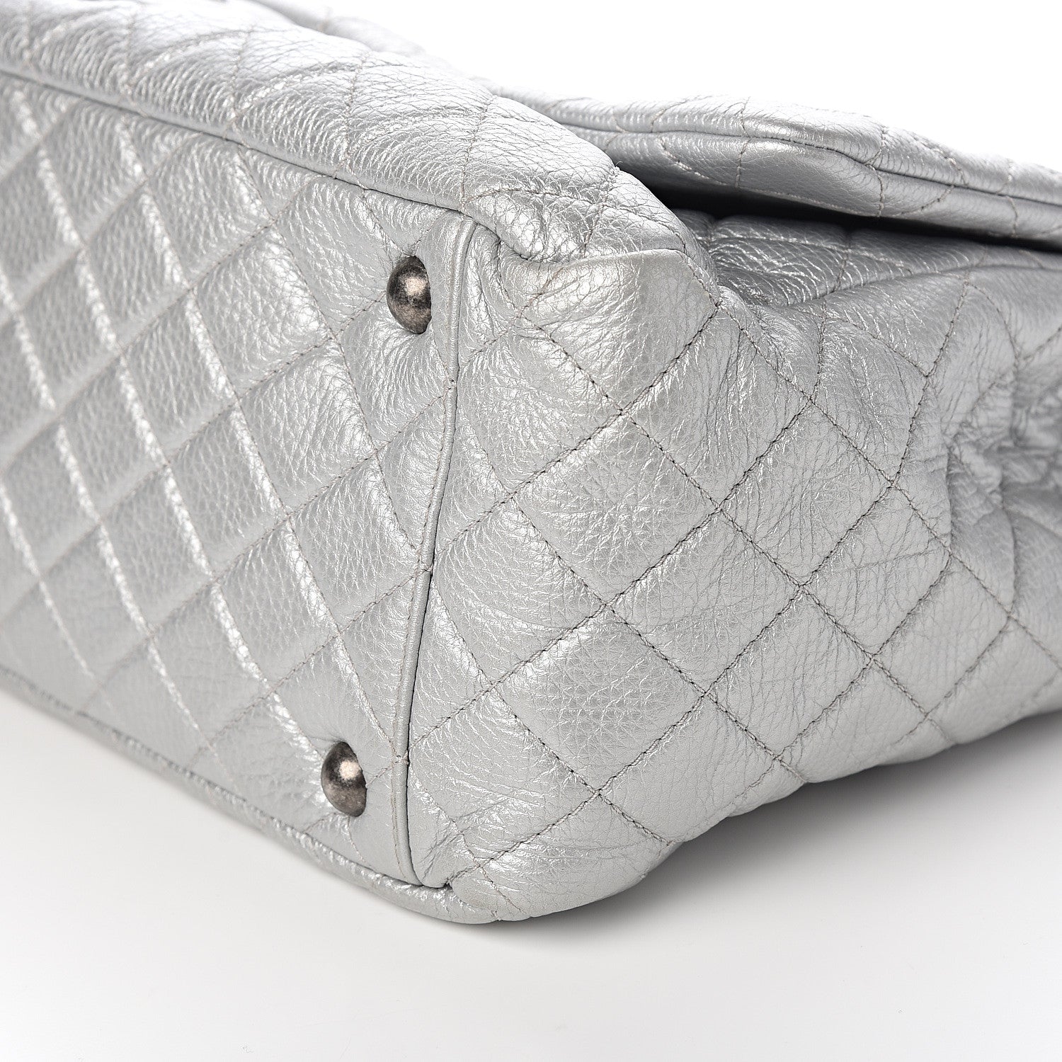 Chanel Metallic Calfskin Quilted XXL Travel Flap Bag Silver 8 of 9