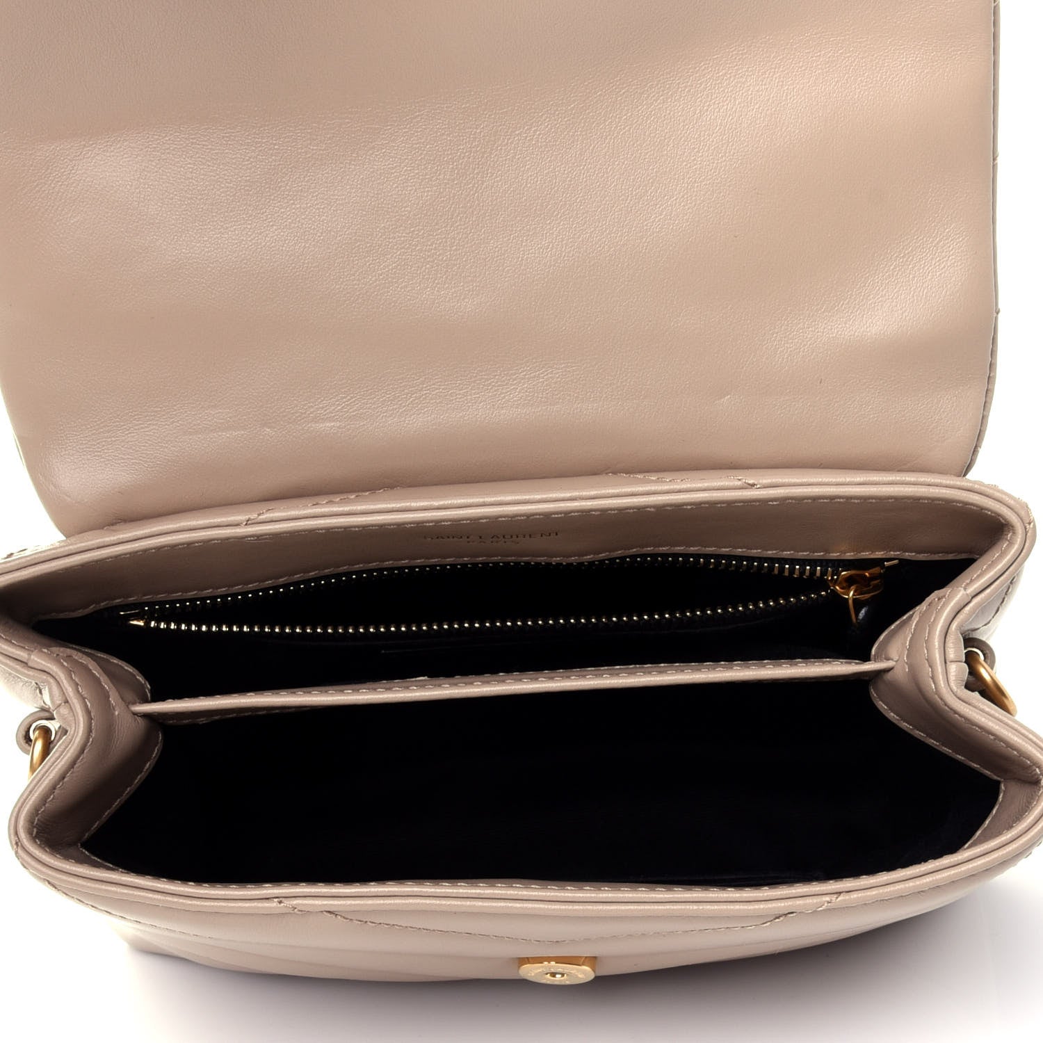 Saint Laurent Calfskin Y Quilted Monogram Toy Loulou Crossbody Bag Dark Beige 4 of 5