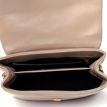 Saint Laurent Calfskin Y Quilted Monogram Toy Loulou Crossbody Bag Dark Beige 4 of 5