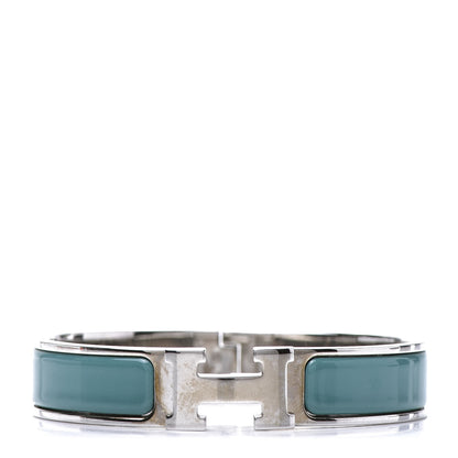 Hermes Enamel Narrow Clic Clac H Bracelet PM Bleu Canard 1 of 5