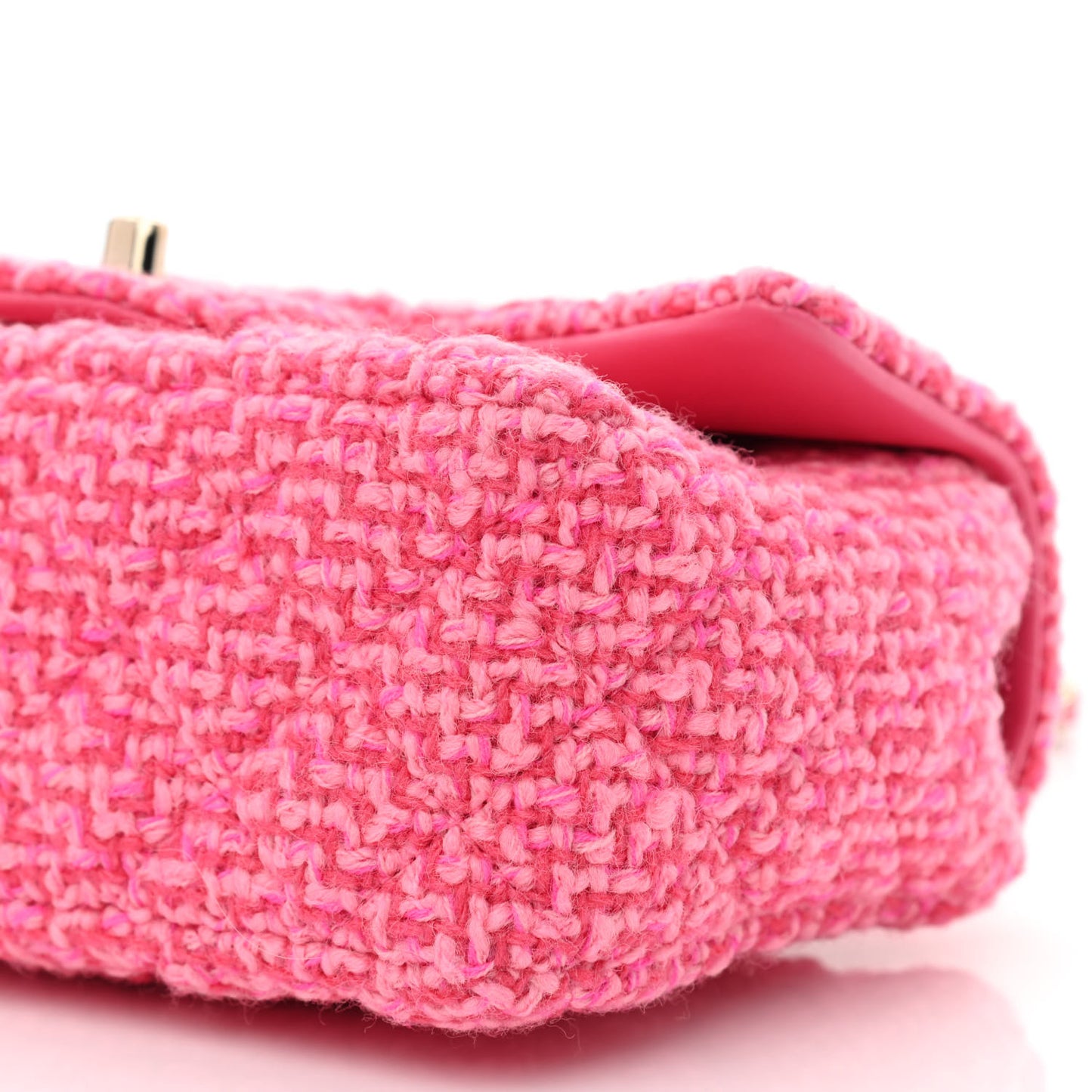 Wool Tweed Quilted Mini Rectangular Flap Dark Pink Fuchsia
