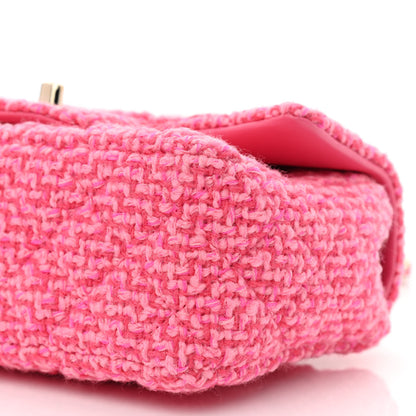 Chanel Wool Tweed Quilted Mini Rectangular Flap Dark Pink Fuchsia 10 of 11