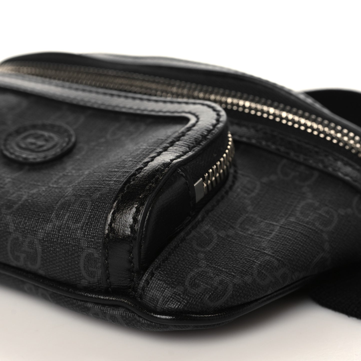 GG Supreme Monogram Textured Calfskin Retro Interlocking G Belt Bag Black