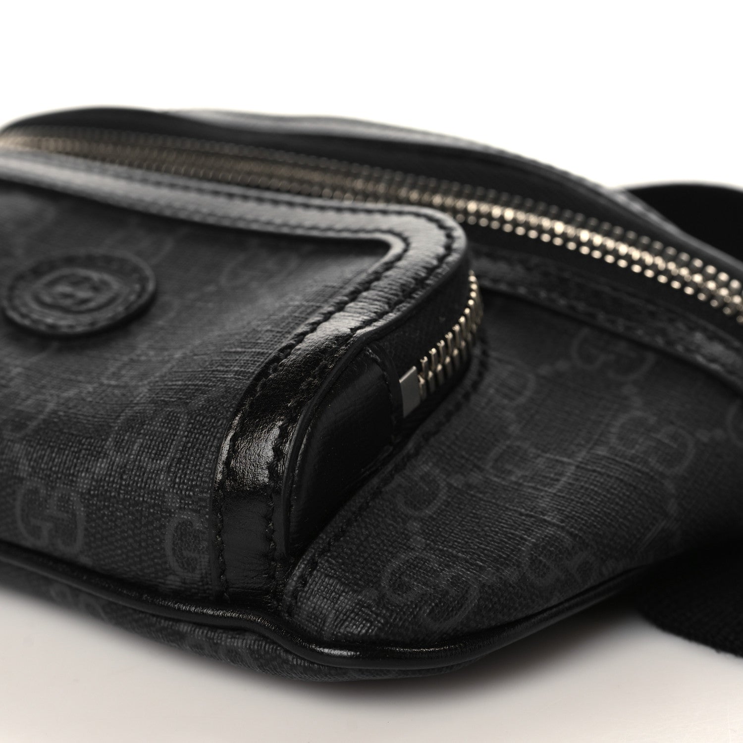Gucci GG Supreme Monogram Textured Calfskin Retro Interlocking G Belt Bag Black 7 of 7