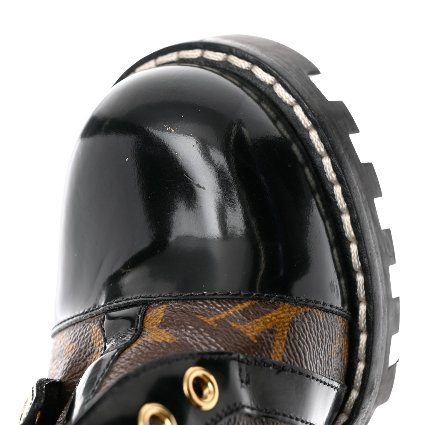Patent Calfskin Monogram Star Trail Ankle Boots 39 Black