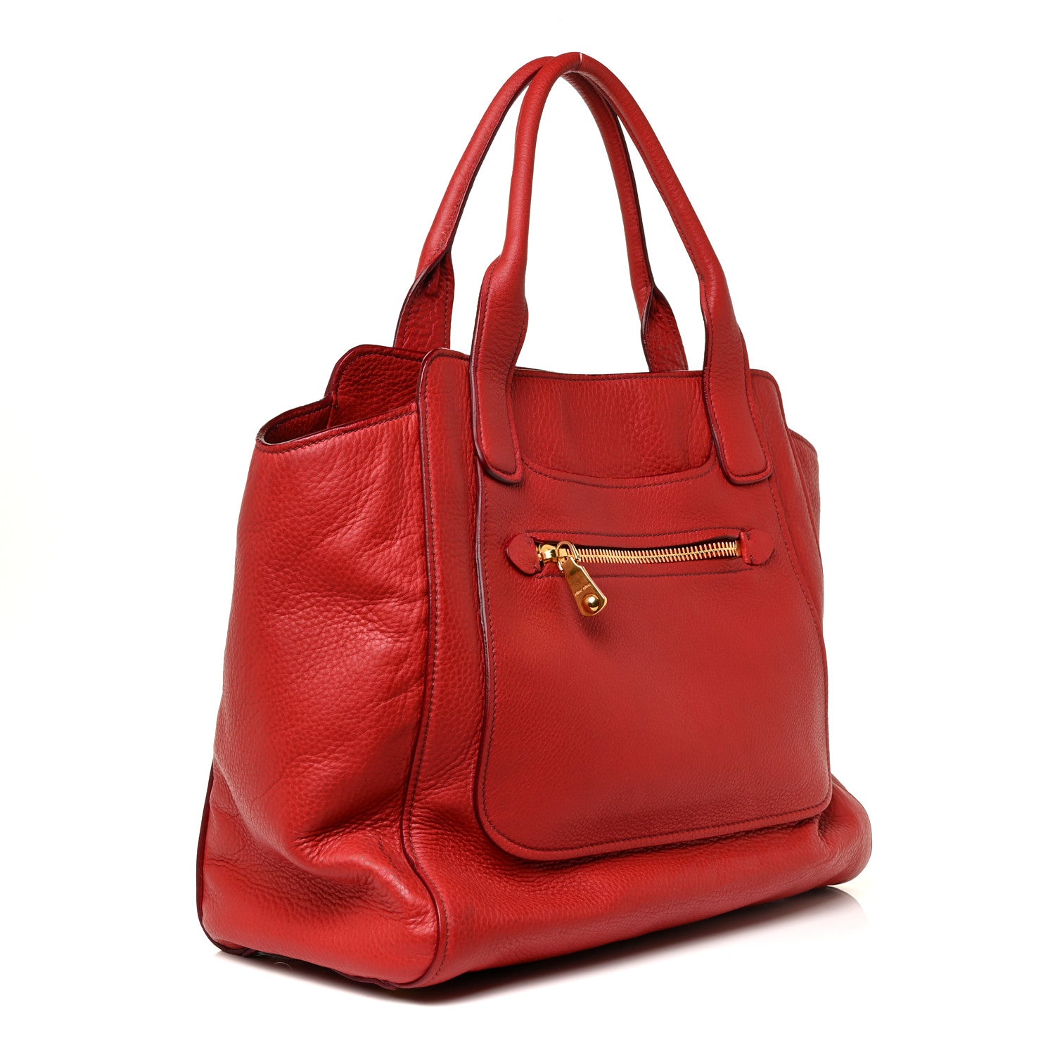 Miu Miu Vitello Daino Tote Red 3 of 19