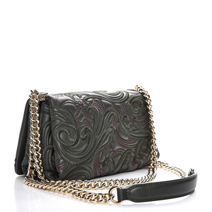 Versace Nappa Embroidered Baroque Palazzo Sultan Shoulder Bag Green 3 of 7
