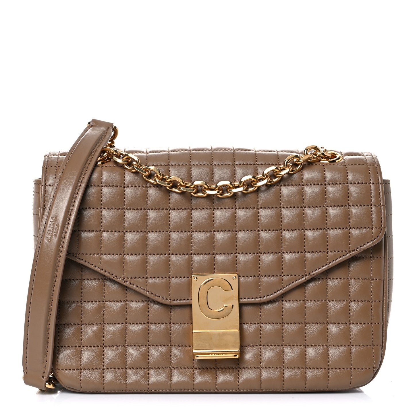 Calfskin Quilted Medium C Bag Camel