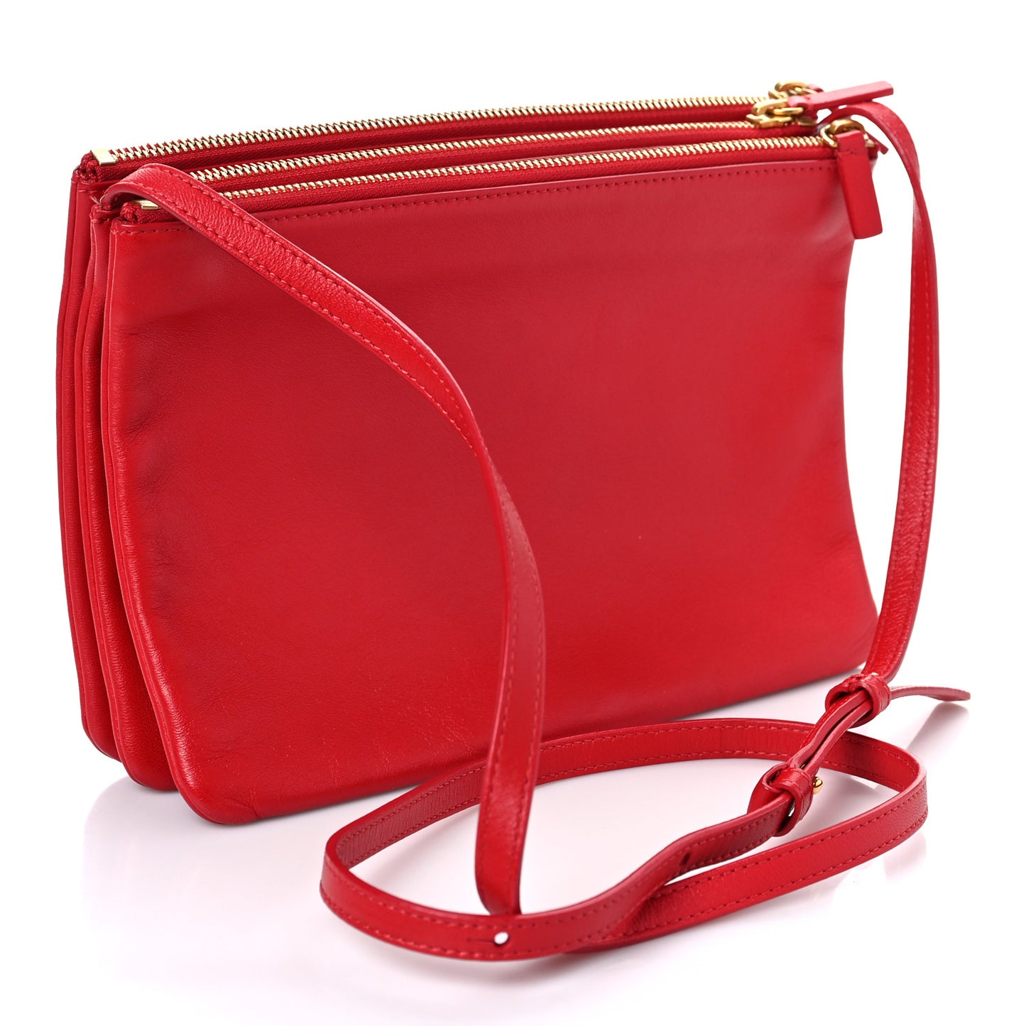 Lambskin Large Trio Crossbody Bag Red
