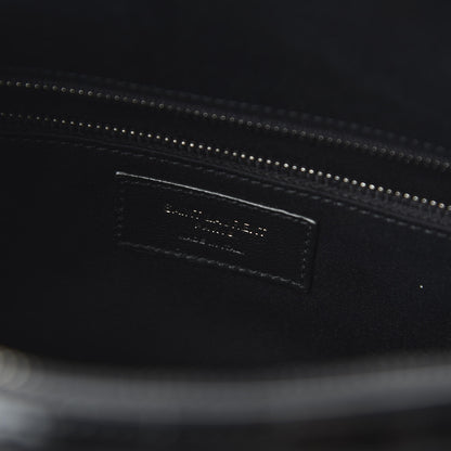 Saint Laurent Calfskin Crocodile Embossed Duffle Bag Black 8 of 9