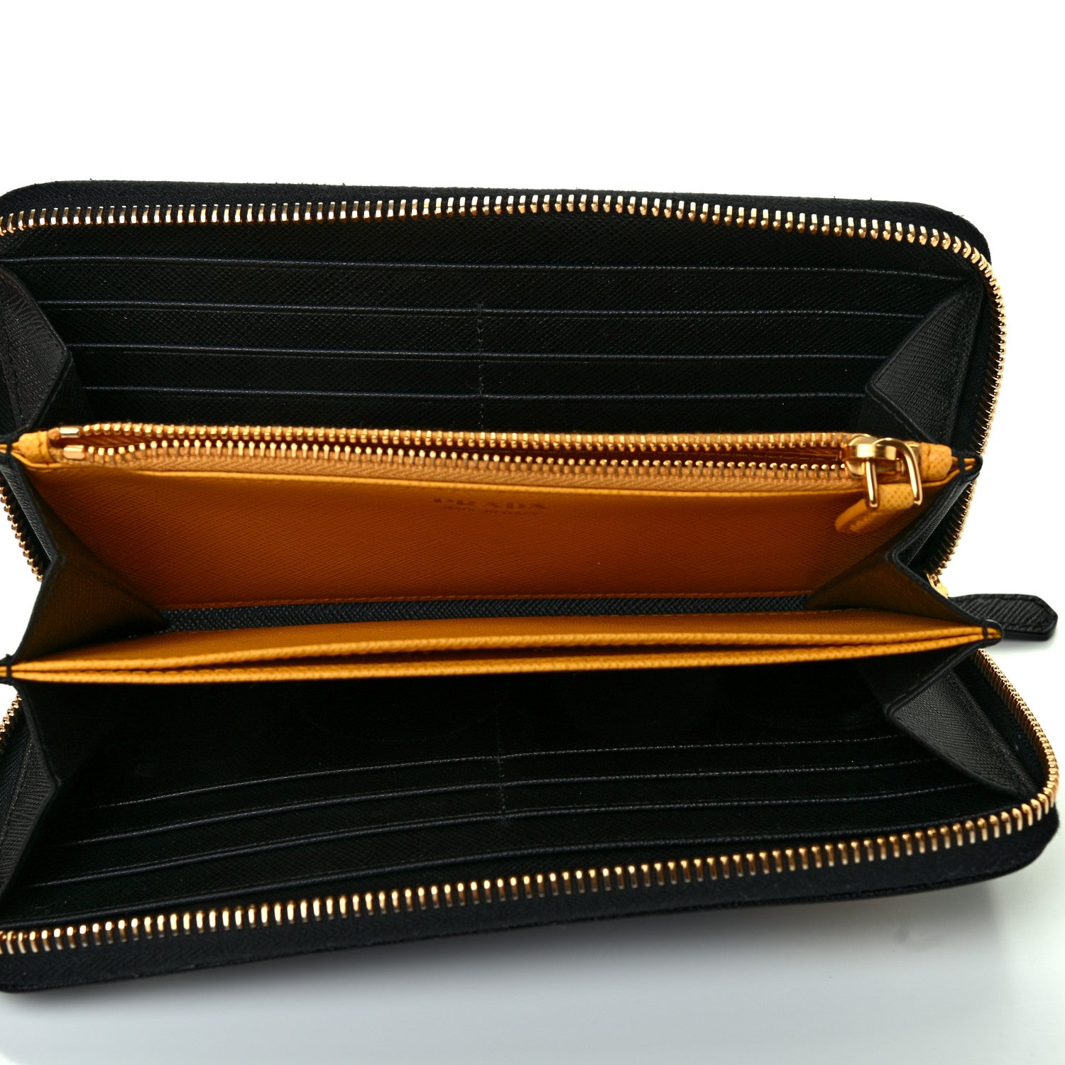 Prada Saffiano Robot Continental Zip Around Wallet Black 5 of 8