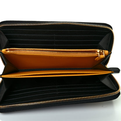 Prada Saffiano Robot Continental Zip Around Wallet Black 5 of 8
