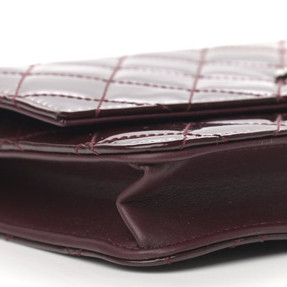 Chanel Patent Quilted Brilliant Wallet On Chain WOC Dark Burgundy 9 of 12