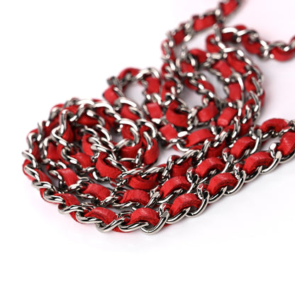 Chanel Calfskin Diamond Stitch Wallet On Chain WOC Red 17 of 17