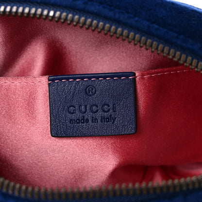 Gucci Velvet Matelasse GG Marmont Belt Bag 85 34 Cobalt Blue 6 of 9