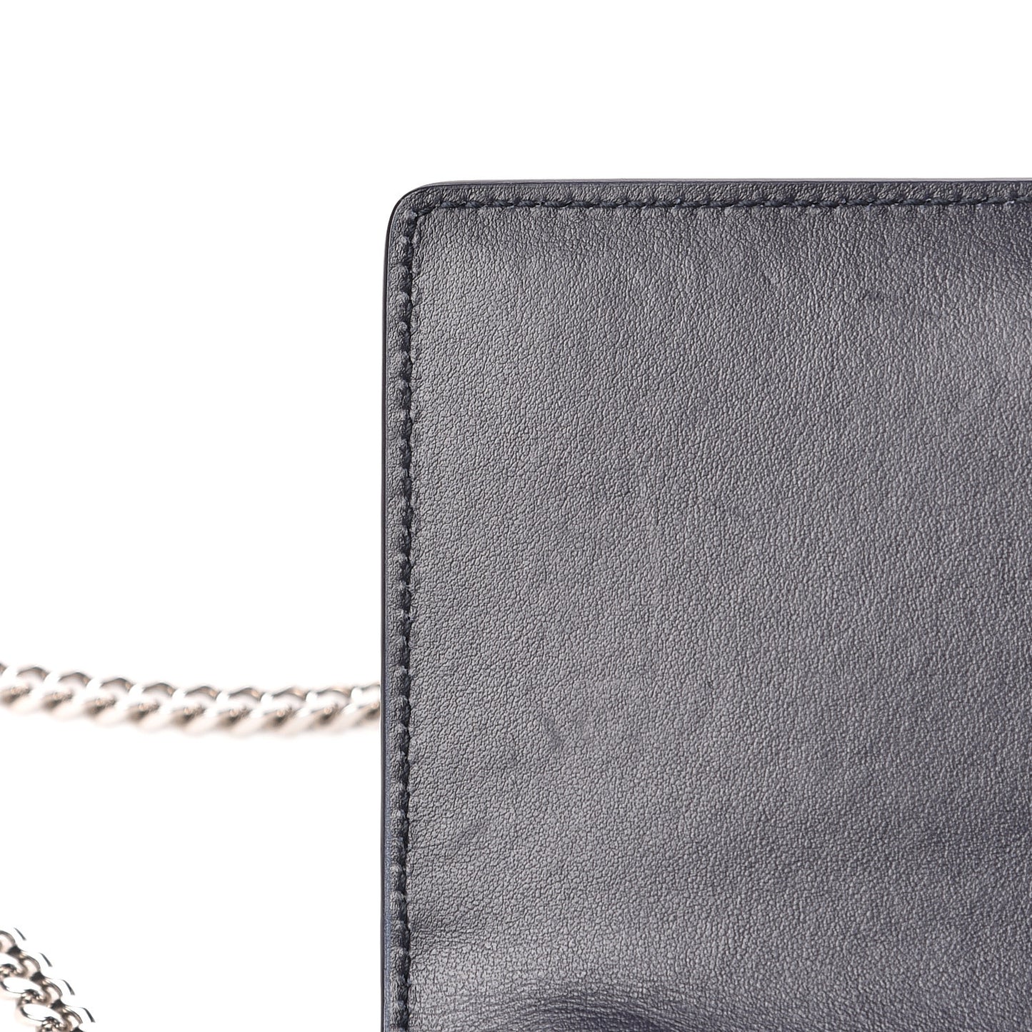 Calfskin Crocodile Embossed Monogram Sunset Chain Wallet Navy