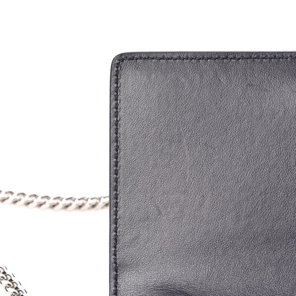 Saint Laurent Calfskin Crocodile Embossed Monogram Sunset Chain Wallet Navy 13 of 13