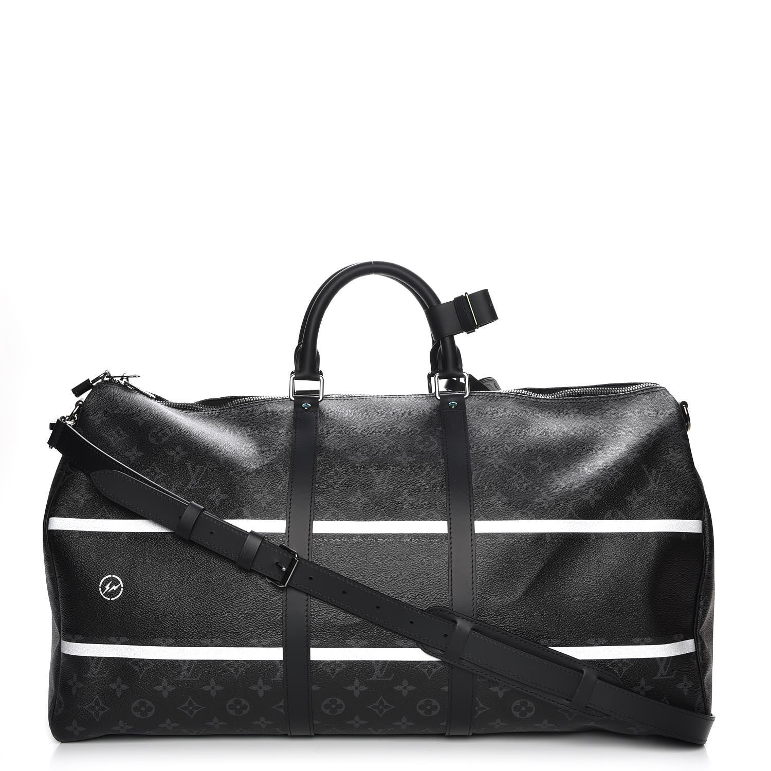 Louis Vuitton X FUJIWARA Monogram Eclipse Flash Fragment Keepall Bandouliere 55 1 of 7