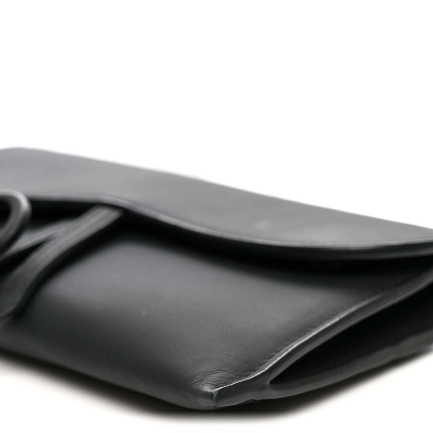 Ultra Matte Calfskin Saddle Chain Wallet Pouch Black