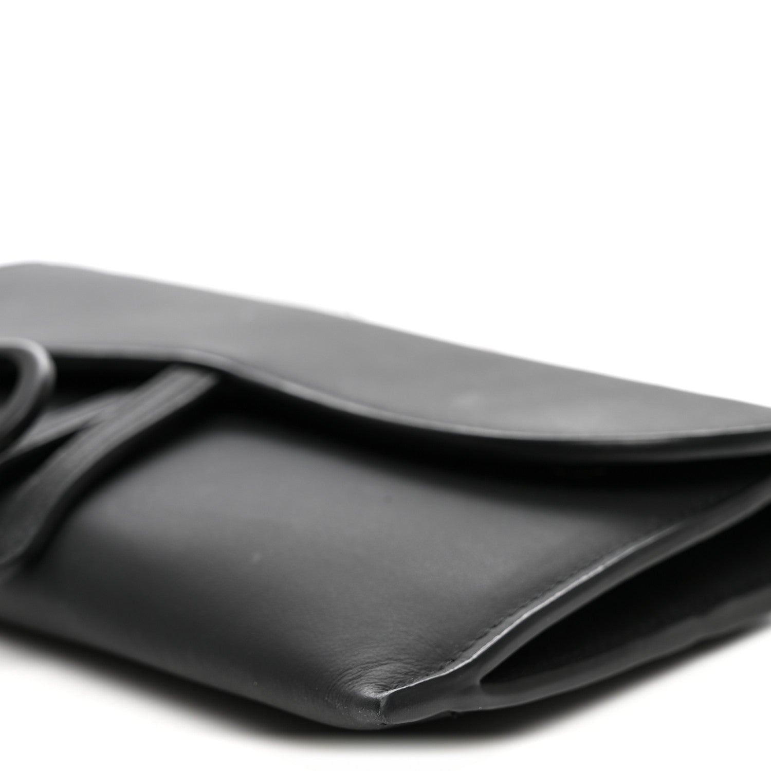 Christian Dior Ultra Matte Calfskin Saddle Chain Wallet Pouch Black 10 of 10