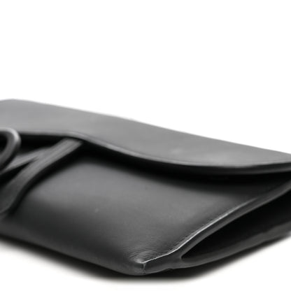 Christian Dior Ultra Matte Calfskin Saddle Chain Wallet Pouch Black 10 of 10