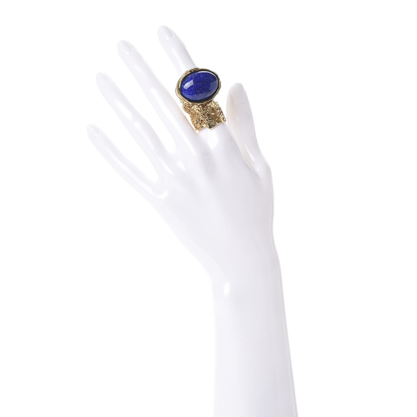 Glass Cabochon Arty Ovale Ring 7 Gold Lapis