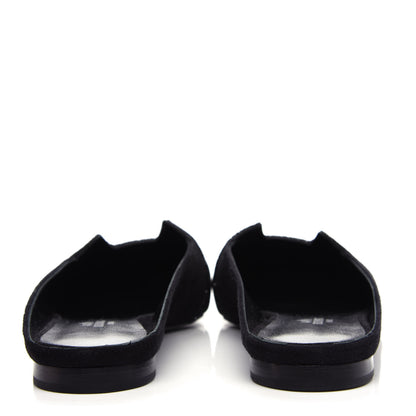 Hermes Suede Goatskin Rhinestone Roxane Mules 37 Black 7 of 10